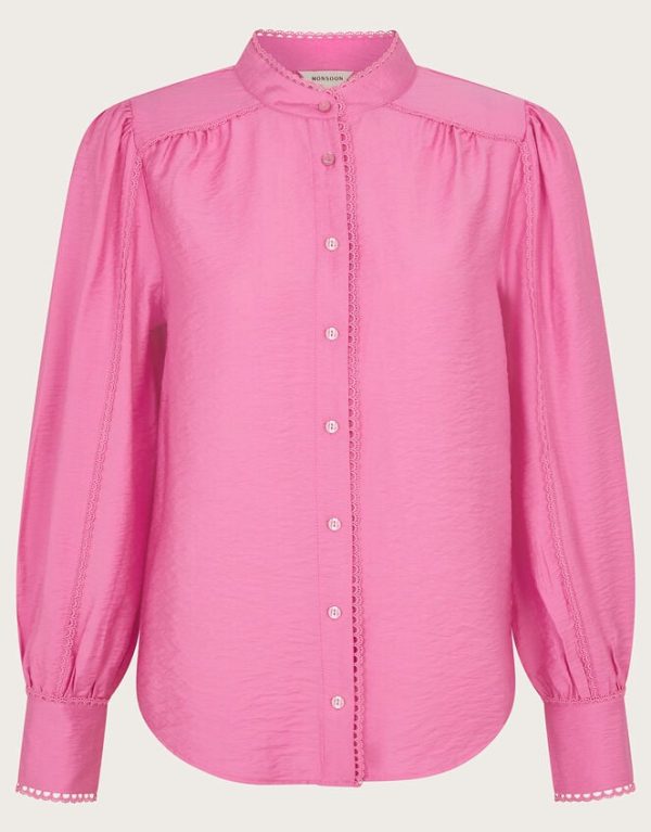 Monsoon Pippa Plain Blouse Pink - Image 5