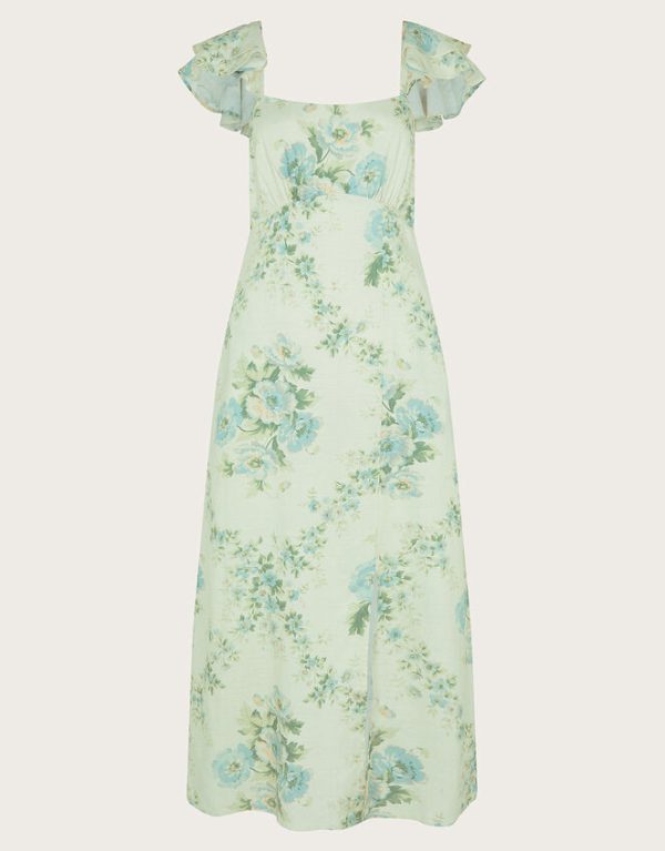 Monsoon Zimira Floral Midi Dress Ivory - Image 5