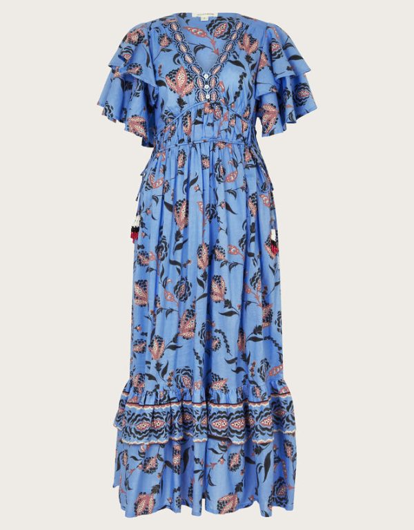 Monsoon Clara Frill Dress Blue - Image 6