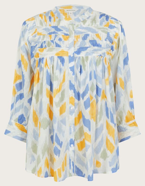 Monsoon Myla Print Pintuck Blouse Ivory - Image 5