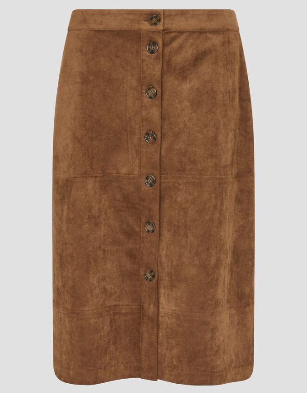 Monsoon Amber Suedette Pencil Skirt Brown - Image 5