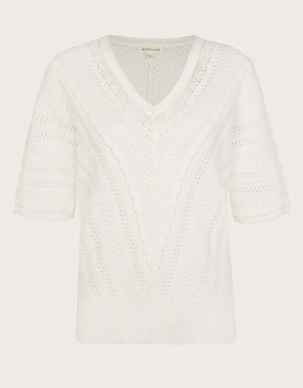 Monsoon Lulu Short Sleeve Jumper Ivory - Image 5