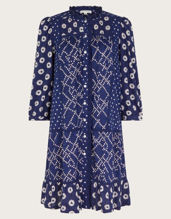 Monsoon Cindy Print Jersey Dress Blue - Image 6