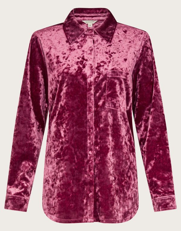 Monsoon Vida Velvet Shirt Pink - Image 5