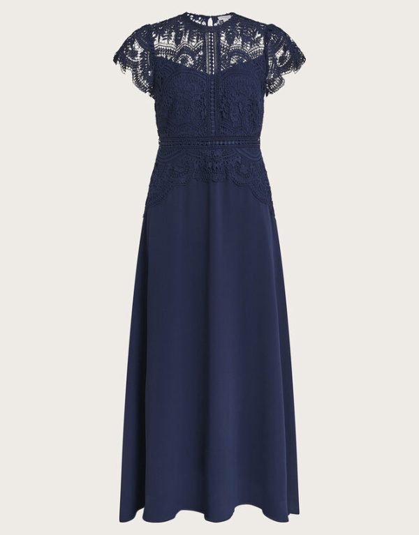 Monsoon Monica Lace Midi Dress Blue - Image 5