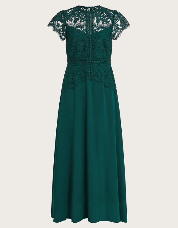 Monsoon Monica Lace Midi Dress Green - Image 5