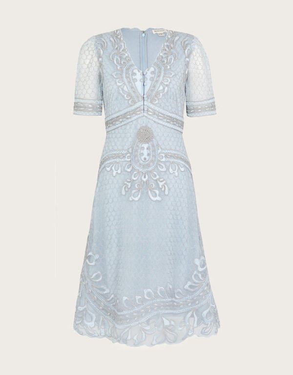 Monsoon Siena Embroidered Dress Blue - Image 5