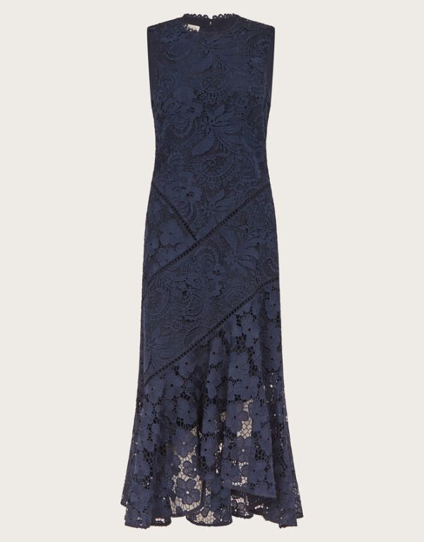 Monsoon Gianna Sleeveless Lace Midi Dress Blue - Image 5