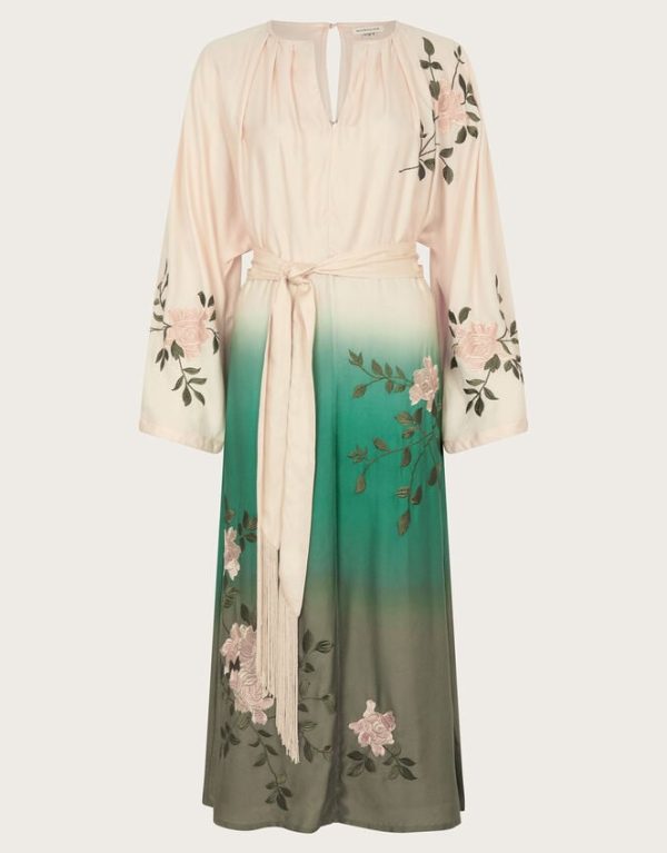 Monsoon Florence Ombre Floral Dress Green - Image 7