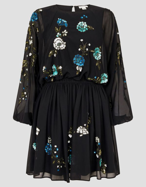 Monsoon Penelope Embellished Tunic Mini Dress Black - Image 6