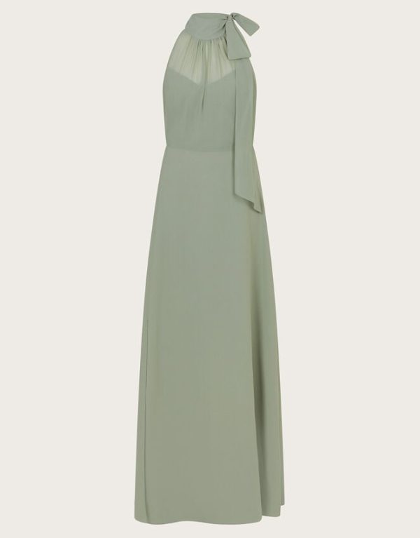 Monsoon Monika Halter Chiffon Maxi Dress Green - Image 5