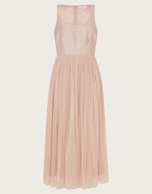 Monsoon Alice Sleeveless Tulle Midi Dress Pink - Image 5