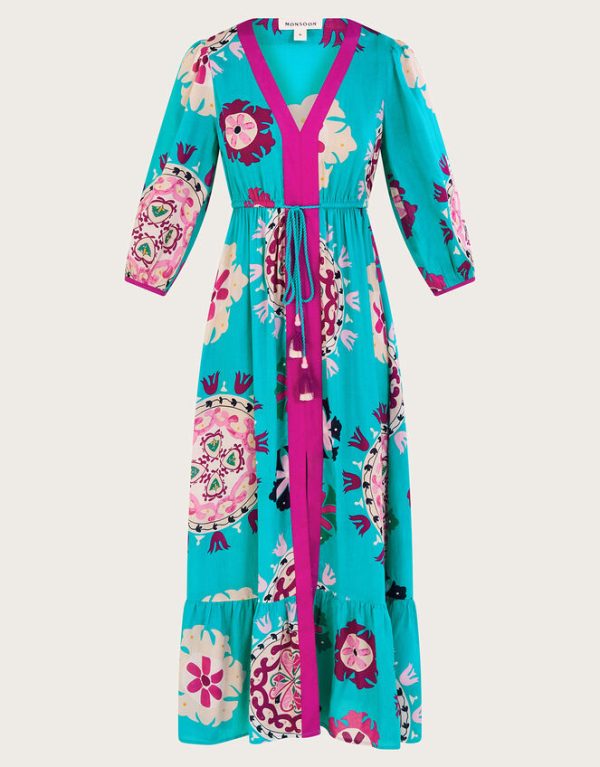 Monsoon Bonita Print Maxi Dress Blue - Image 5