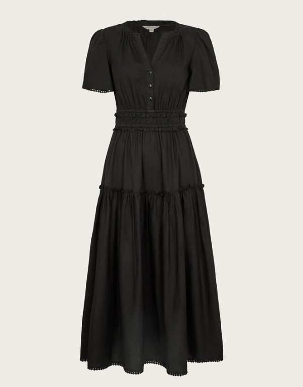 Monsoon Lorena Frill Midi Dress Black - Image 5