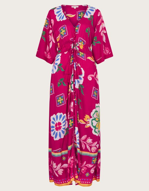 Monsoon Prim Floral Maxi Dress Pink - Image 6