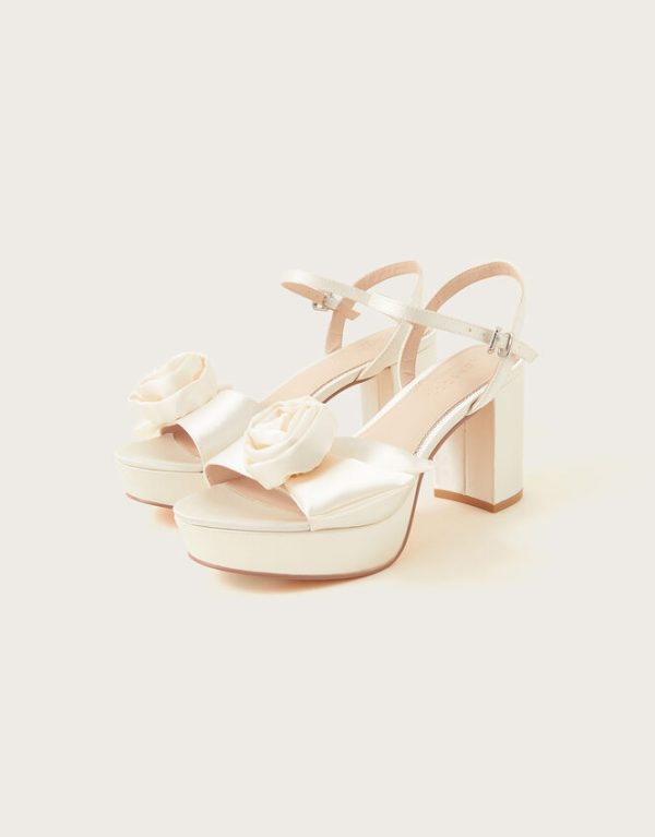 Monsoon Rosette Platform Sandals Ivory - Image 2