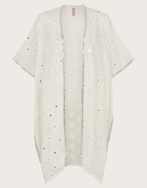 Monsoon Sequin Embellished Kimono White - Image 5