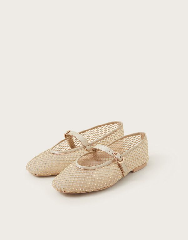 Monsoon Cleo Mesh Ballet Flats Natural