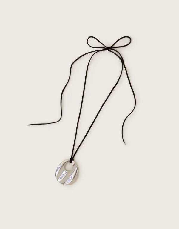 Monsoon Organic Pendant Cord Necklace Silver - Image 2