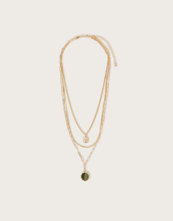 Monsoon Triple Layered Gemstone Pendant Necklace