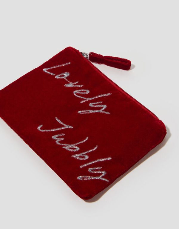 Monsoon Lovely Jubbly Embroidered Velvet Pouch