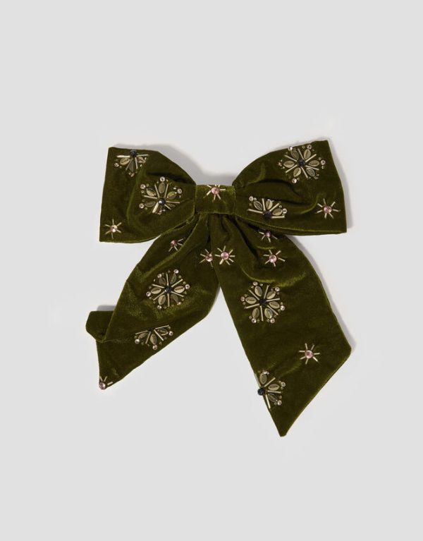 Monsoon Embellished Velvet Bow Barrette Hair Clip