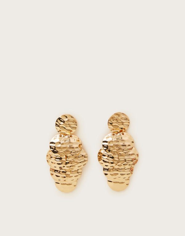 Monsoon Layered Hammer Coin Drop Earrings - Image 2