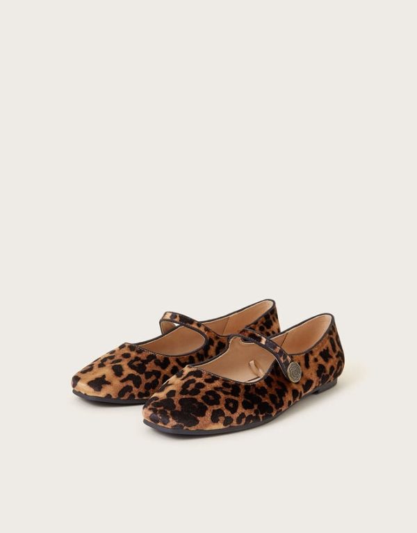 Monsoon Leopard Print Mary Jane Flats Multi