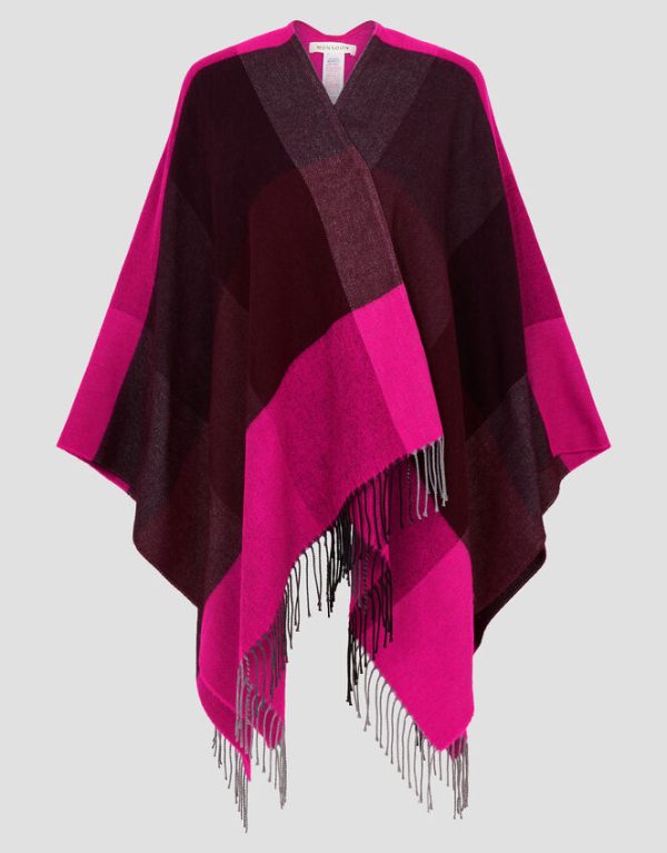 Monsoon Willa Check Tassel Poncho