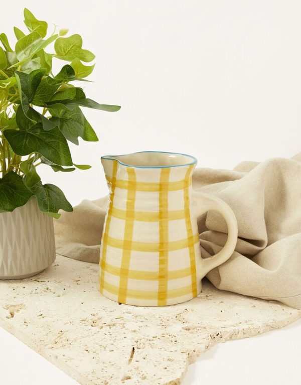 Monsoon Check Print Ceramic Jug