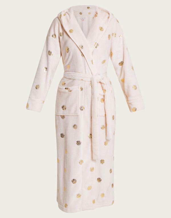 Monsoon Spot Foil Hooded Dressing Gown Ivory - Image 5