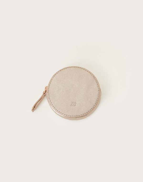 Monsoon Metallic Leather Round Coin Purse Gold