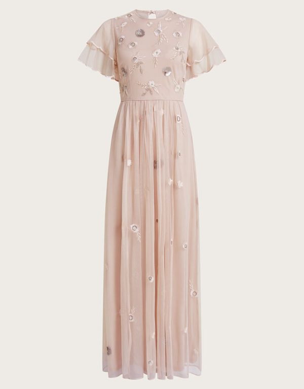 Monsoon Catherine Embellished Maxi Dress Pink - Image 5