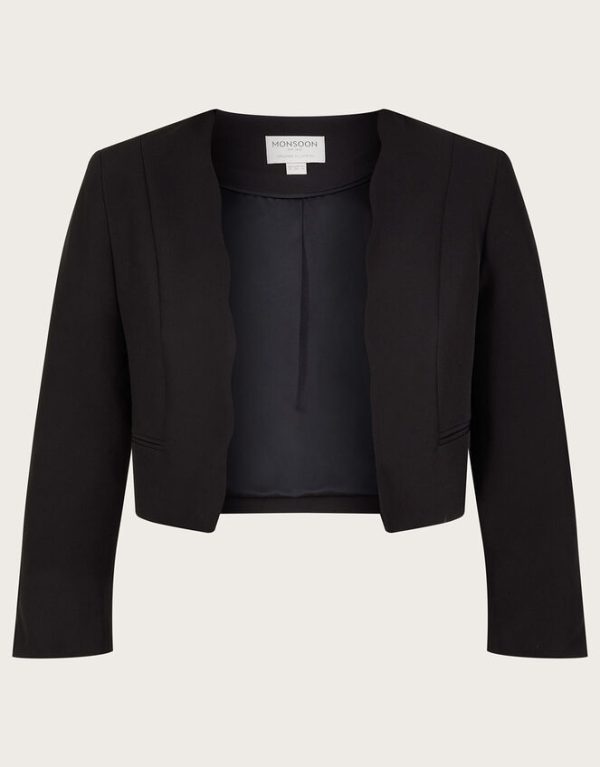 Monsoon Hortensia Scallop Crop Jacket Black - Image 5