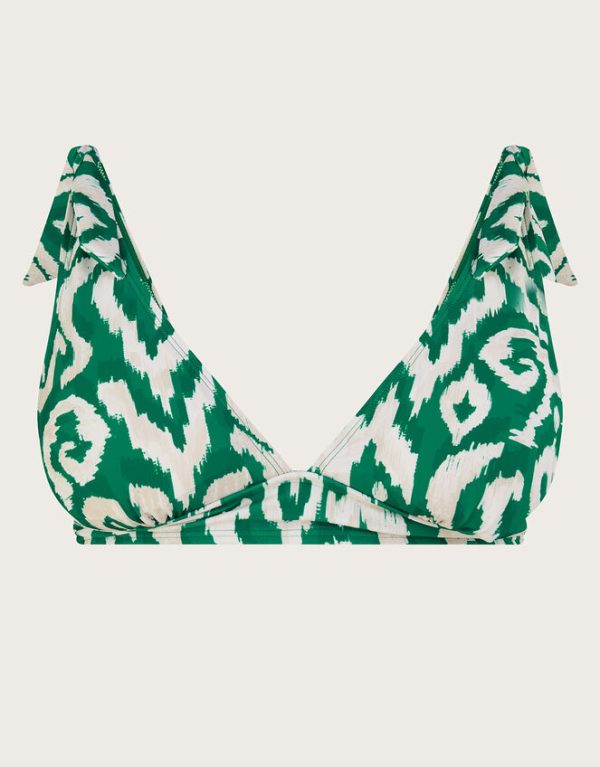 Monsoon Ikat Print Bikini Top Green - Image 4