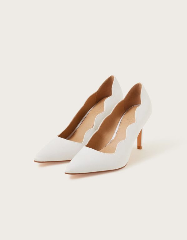 Monsoon Scallop Satin Bridal Court Shoes Ivory - Image 2