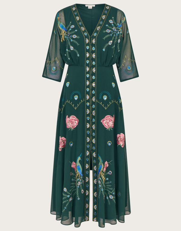 Monsoon Perla Embellished Tea Dress Green - Image 5