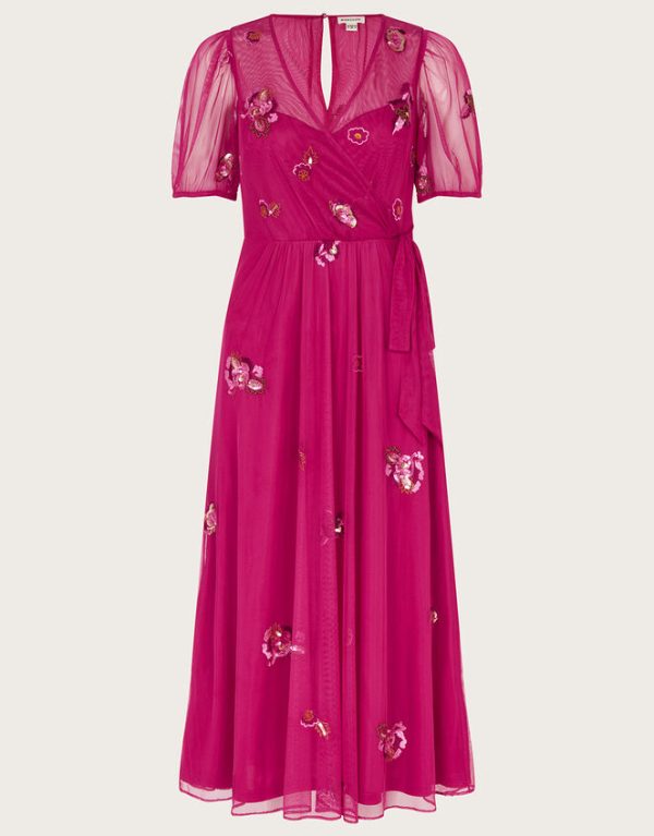 Monsoon Allie Wrap Dress Pink - Image 5