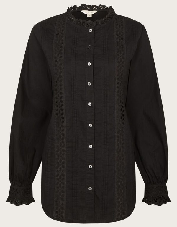 Monsoon Broderie Shirt Black - Image 5