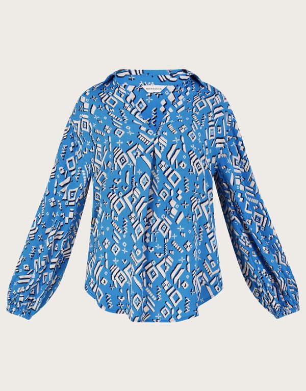 Monsoon Gigi Print Blouse Blue - Image 5