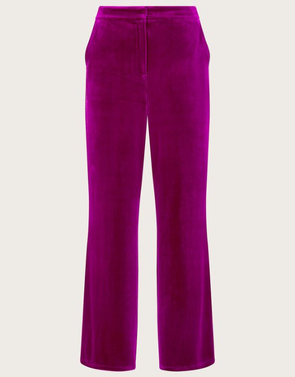 Monsoon Edith Velvet Wide Leg Trousers Pink - Image 6