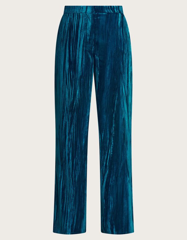 Monsoon Callie Velvet Trousers Teal - Image 5