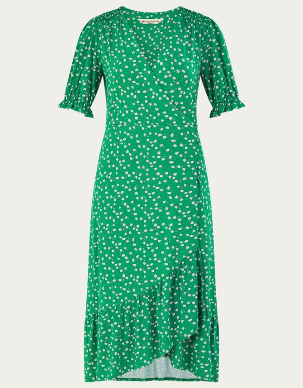 Monsoon Hattie Spot Wrap Dress Green - Image 5