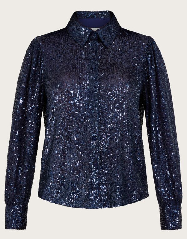 Monsoon Megan Sequin Shirt Purple - Image 6