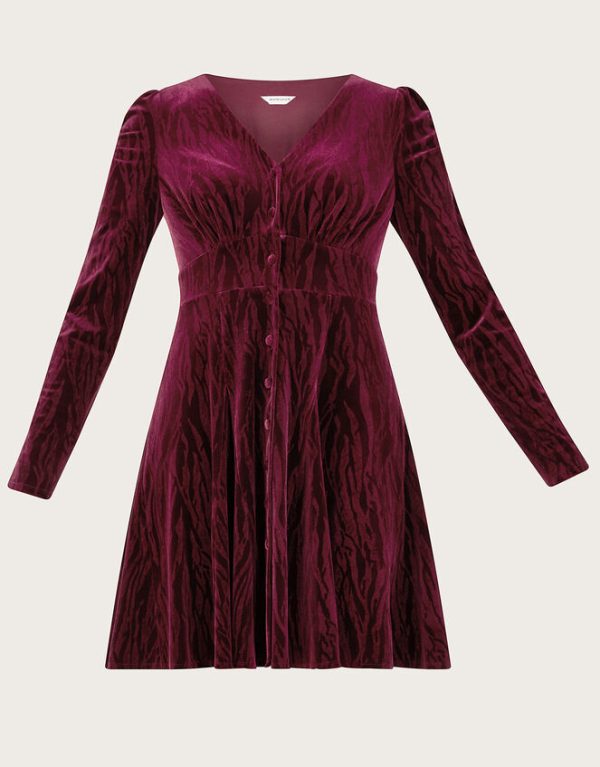 Monsoon Zahra Velvet Tea Dress Red - Image 5