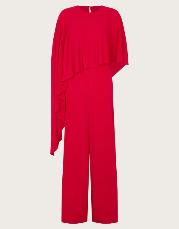 Monsoon Delia Drape Jumpsuit Red - Image 5