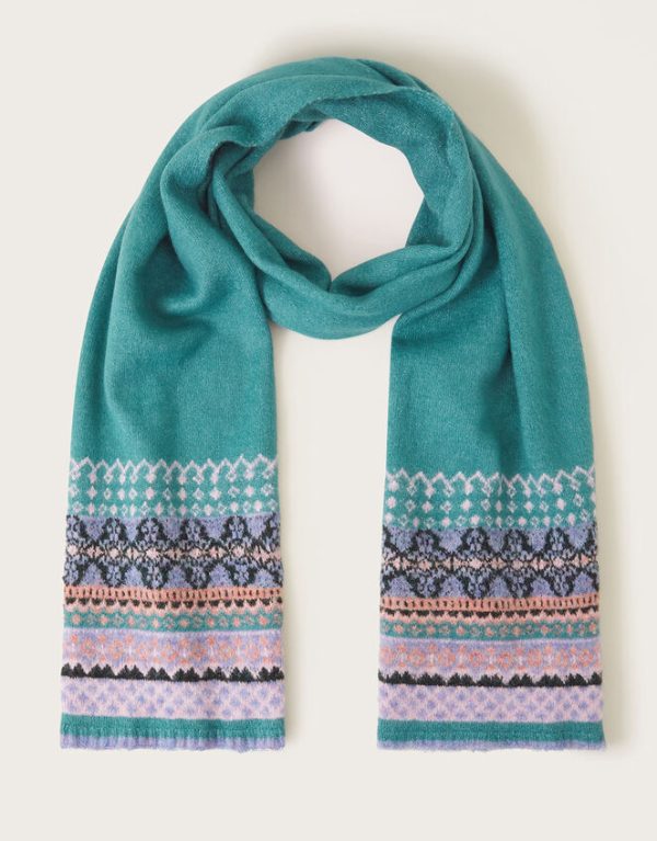 Monsoon Fair Isle Knit Scarf