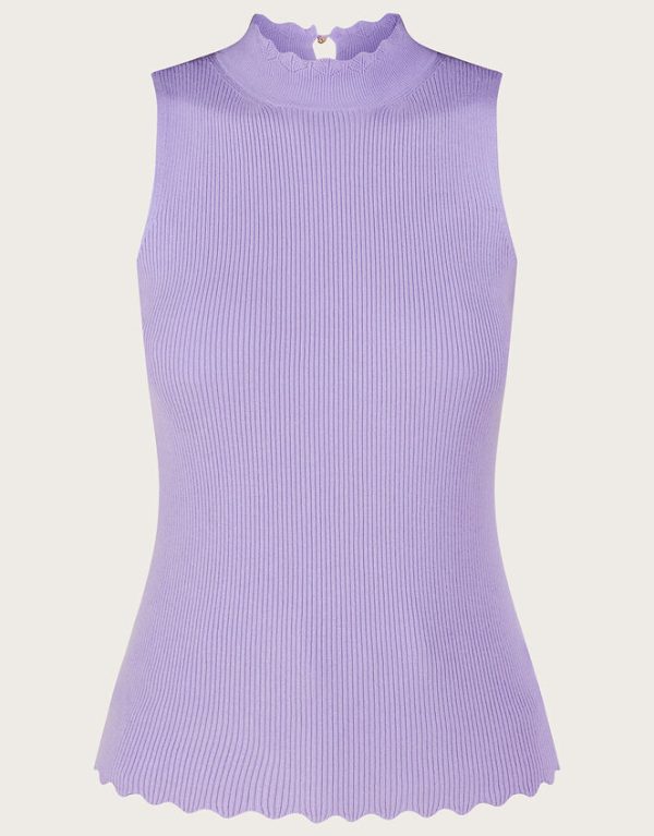 Monsoon Ribbed Halter Neck Tank Top Purple - Image 5