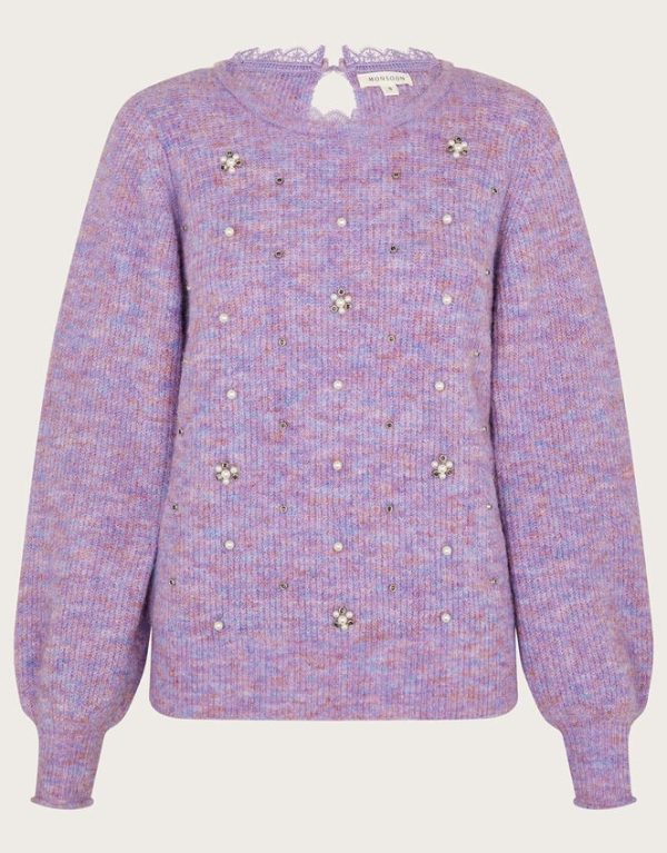 Monsoon Pearl and Crystal Jumper Purple - Image 5