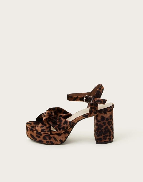 Monsoon Mara Leopard Print Platform Heels Multi - Image 2